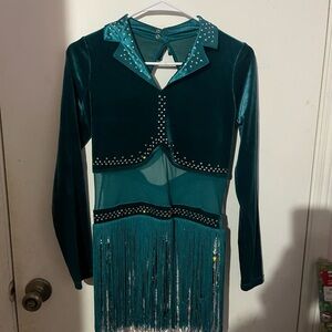 Weissman Green Performance Costume with Fringe